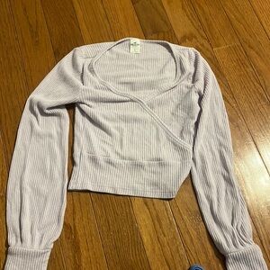 Hollister purple v neck long sleeve shirt